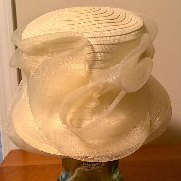 August Buttercup Yellow Spring /Summer Hat - small brim  cloche mesh decoration main image 11